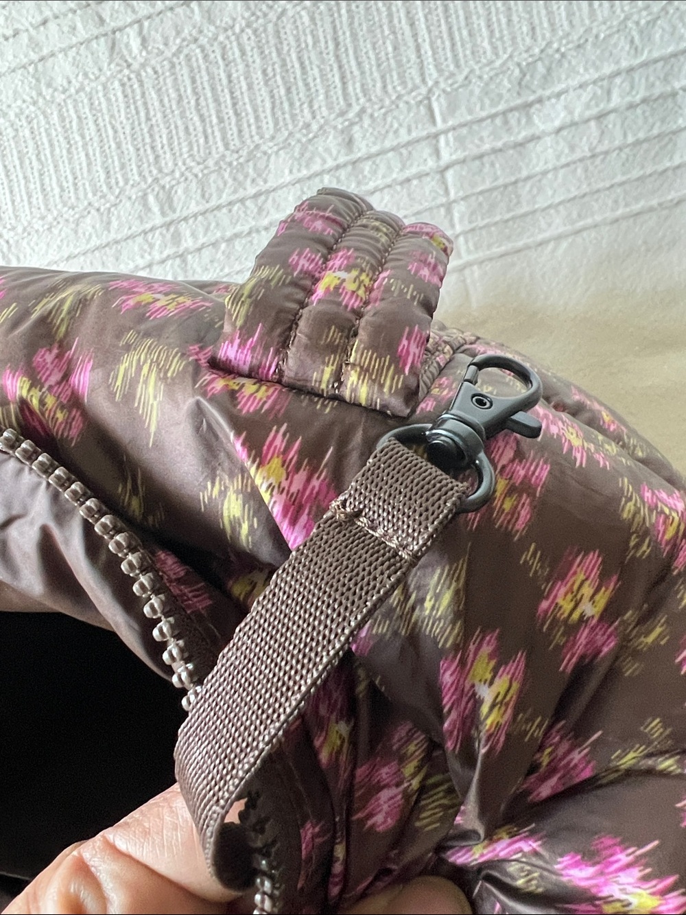 Land’s End Quilted Floral Tote Bag - Chocolate Brown & Pink - Picture 10 of 15